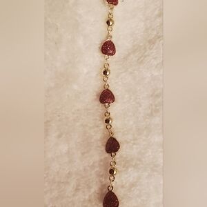 Gold Heart Anklet | Red Glitter Heart Anklet | Dainty Ankle Bracelet |